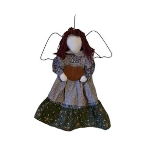 Vintage Primitive Handcrafed Fabric Angel Wall Hanger